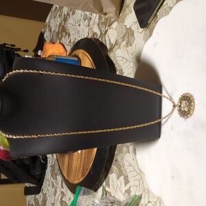 Bicentennial Coin Pendant 28"  Necklace Gold Tone Chain 1776 1976 Eagle Jewelry